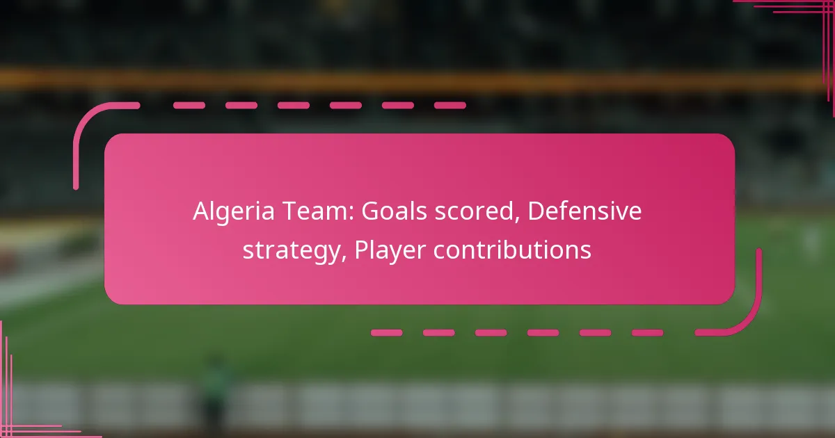 Algeria Team: Goals scored, Defensive strategy, Player contributions