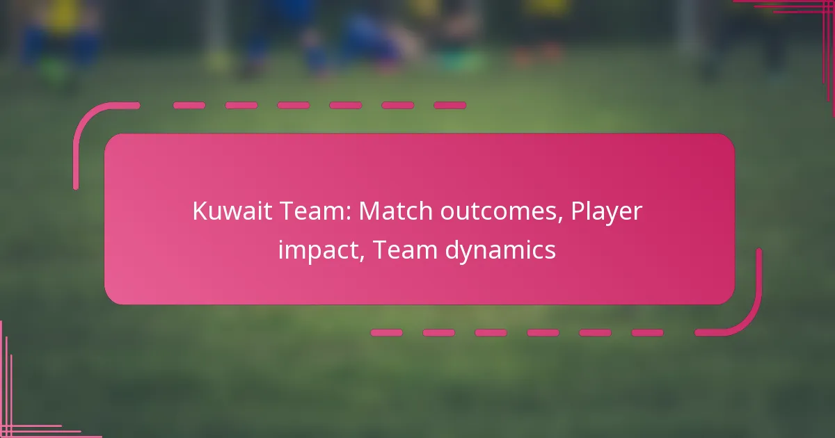 Kuwait Team: Match outcomes, Player impact, Team dynamics