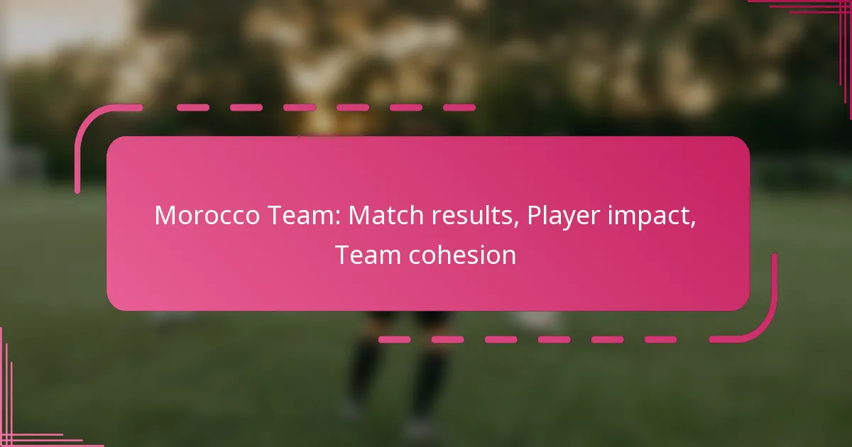 Morocco Team: Match results, Player impact, Team cohesion