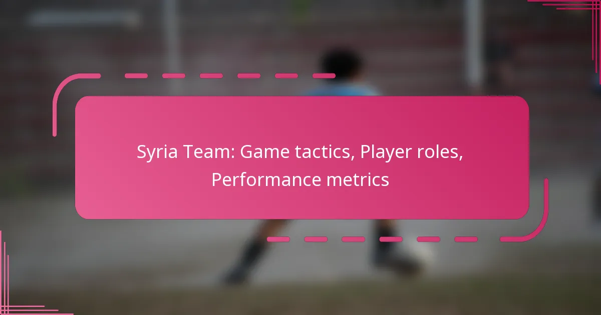 Syria Team: Game tactics, Player roles, Performance metrics