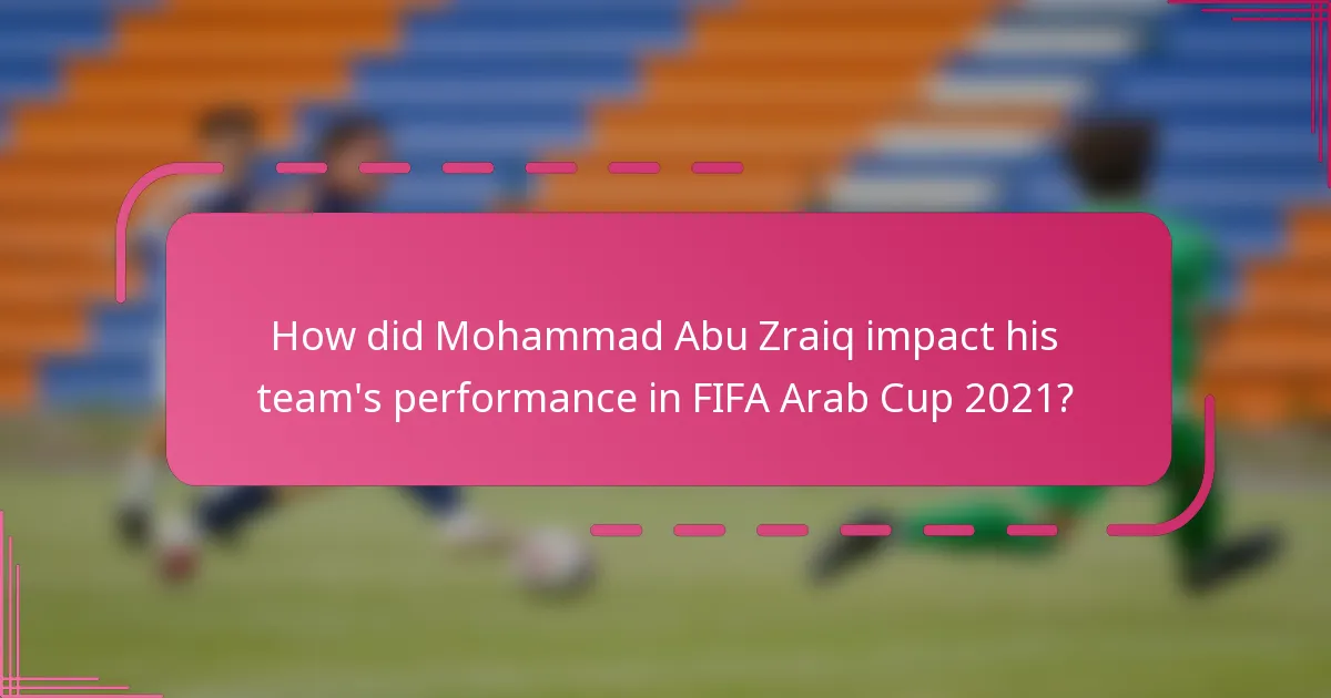 How did Mohammad Abu Zraiq impact his team's performance in FIFA Arab Cup 2021?