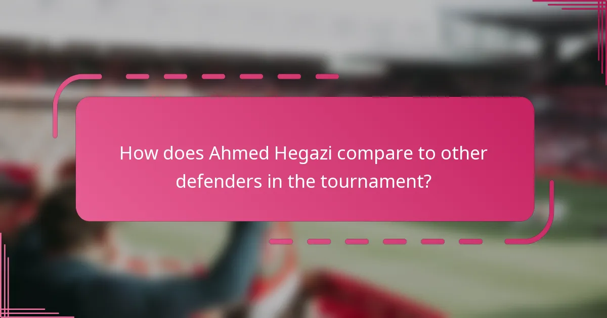 How does Ahmed Hegazi compare to other defenders in the tournament?