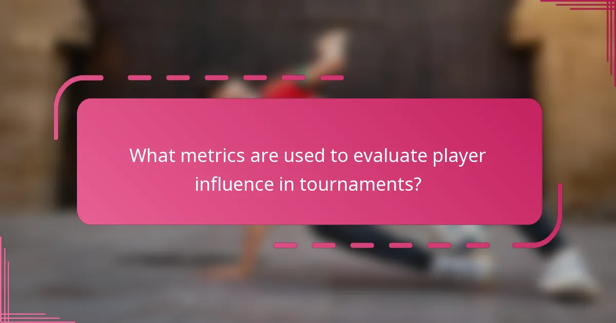 What metrics are used to evaluate player influence in tournaments?