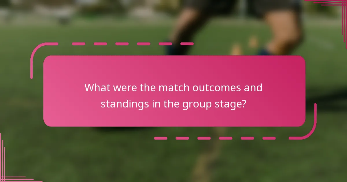 What were the match outcomes and standings in the group stage?